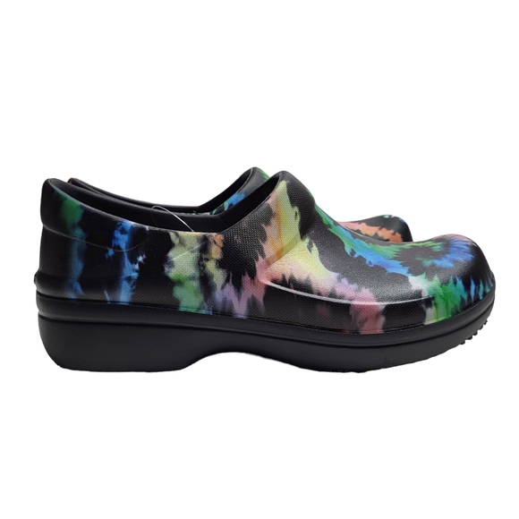 Crocs Womens tie dye Neria Pro II Graphic Slip On Clog Slip Resistant Work Shoes - Picture 7 of 7